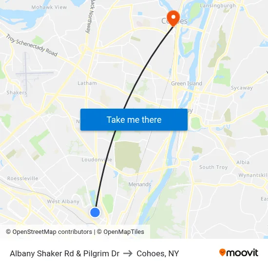 Albany Shaker Rd & Pilgrim Dr to Cohoes, NY map