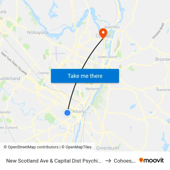 New Scotland Ave & Capital Dist Psychiatric Cntr. to Cohoes, NY map