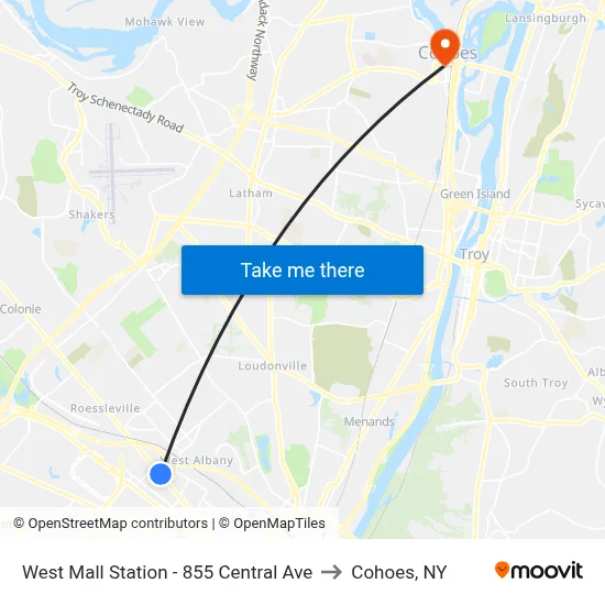 West Mall Station - 855 Central Ave to Cohoes, NY map