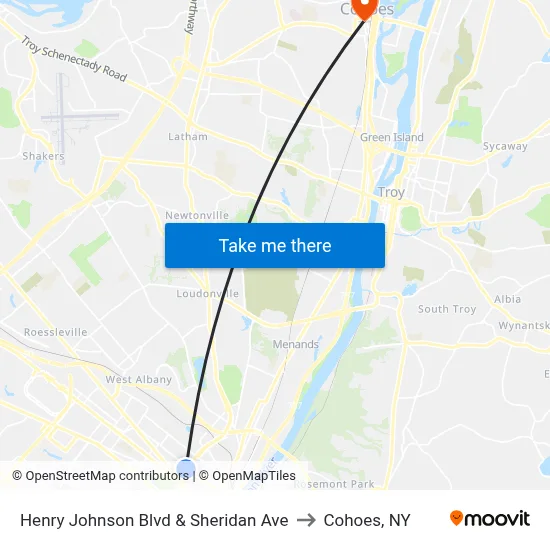 Henry Johnson Blvd & Sheridan Ave to Cohoes, NY map