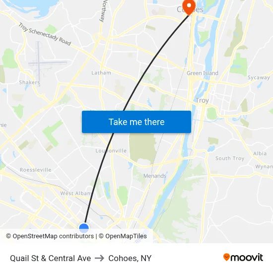 Quail St & Central Ave to Cohoes, NY map