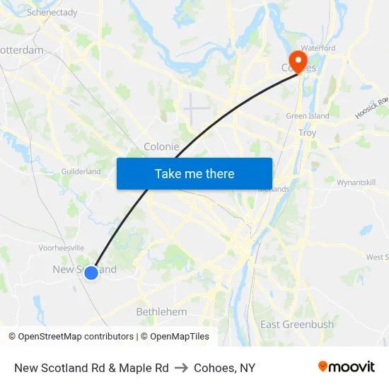 New Scotland Rd & Maple Rd to Cohoes, NY map