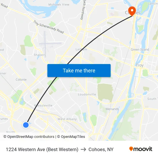 1224 Western Ave (Best Western) to Cohoes, NY map