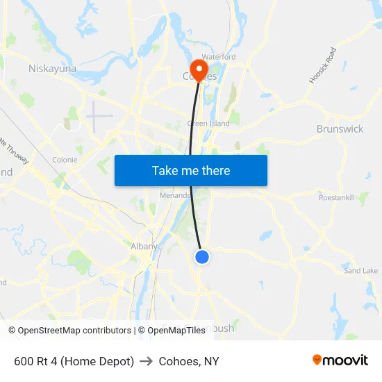 600 Rt 4 (Home Depot) to Cohoes, NY map