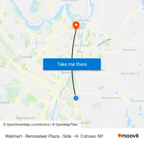 Walmart - Rensselaer Plaza - Side to Cohoes, NY map