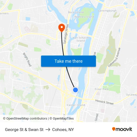 George St & Swan St to Cohoes, NY map