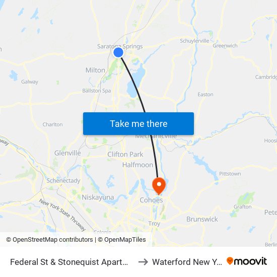 Federal St & Stonequist Apartments to Waterford New York map