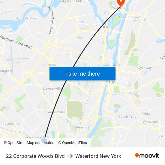 22 Corporate Woods Blvd to Waterford New York map