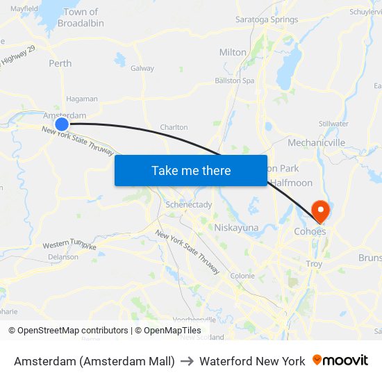 Amsterdam (Amsterdam Mall) to Waterford New York map