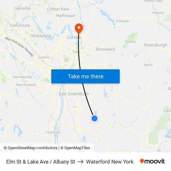Elm St & Lake Ave / Albany St to Waterford New York map
