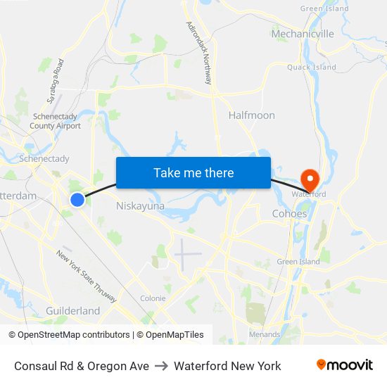 Consaul Rd & Oregon Ave to Waterford New York map