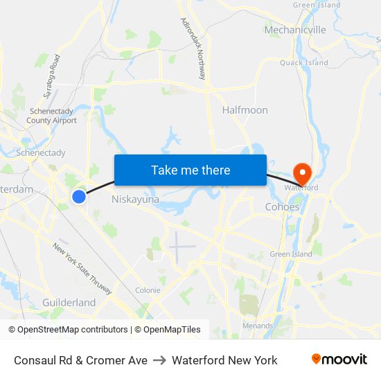 Consaul Rd & Cromer Ave to Waterford New York map