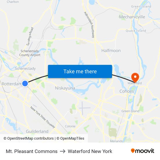 Mt. Pleasant Commons to Waterford New York map