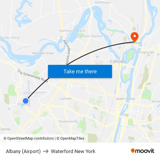 Albany (Airport) to Waterford New York map