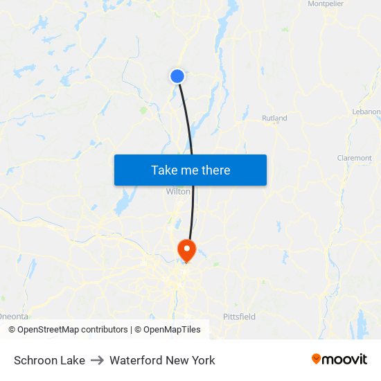 Schroon Lake to Waterford New York map