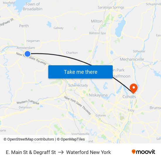 E. Main St & Degraff St to Waterford New York map