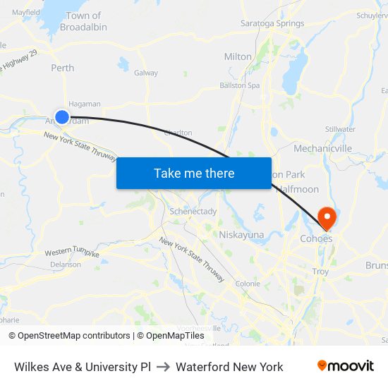 Wilkes Ave & University Pl to Waterford New York map