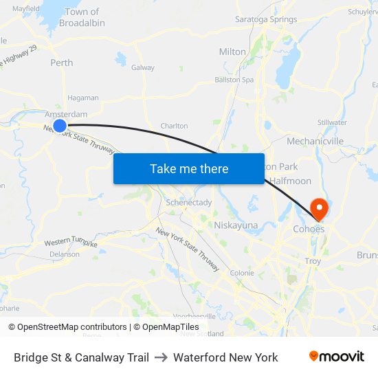 Bridge St & Canalway Trail to Waterford New York map