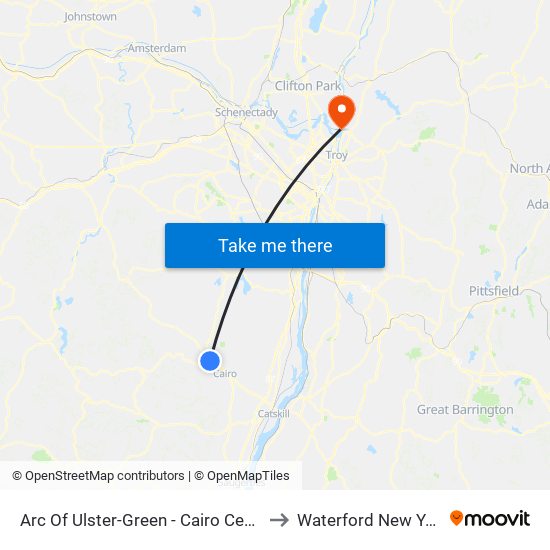 Arc Of Ulster-Green - Cairo Center to Waterford New York map