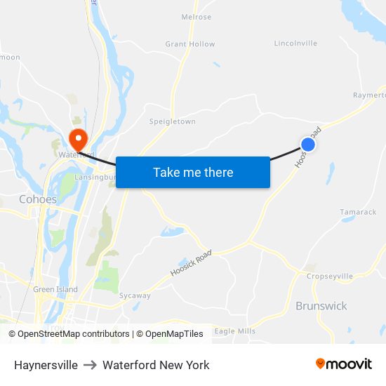 Haynersville to Waterford New York map