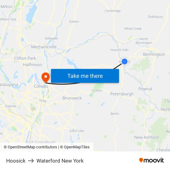 Hoosick to Waterford New York map