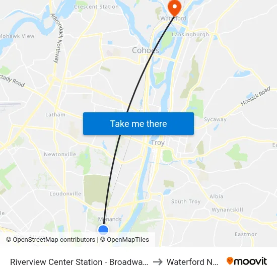 Riverview Center Station - Broadway & I-787 Exit 6 to Waterford New York map