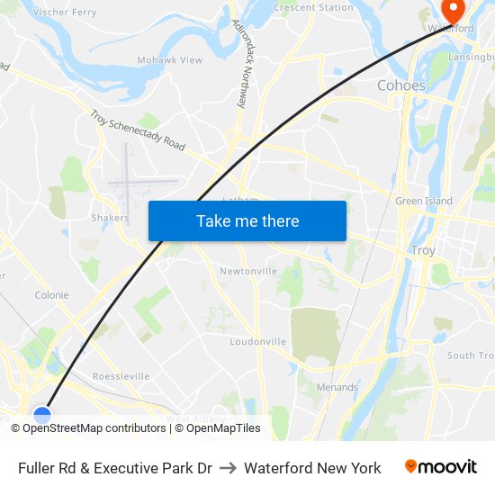 Fuller Rd & Executive Park Dr to Waterford New York map