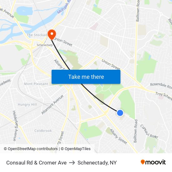 Consaul Rd & Cromer Ave to Schenectady, NY map