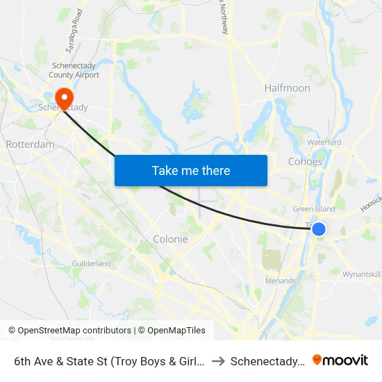 6th Ave & State St (Troy Boys & Girls Club) to Schenectady, NY map