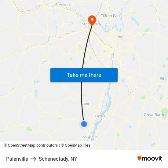 Palenville to Schenectady, NY map