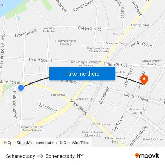 Schenectady to Schenectady, NY map