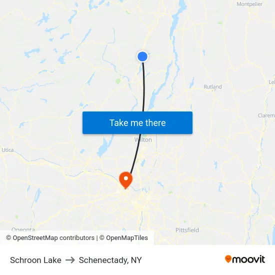 Schroon Lake to Schenectady, NY map
