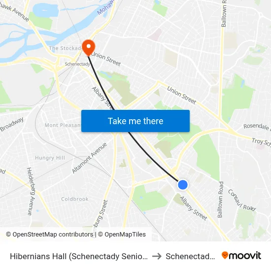 Hibernians Hall (Schenectady Senior Center) to Schenectady, NY map