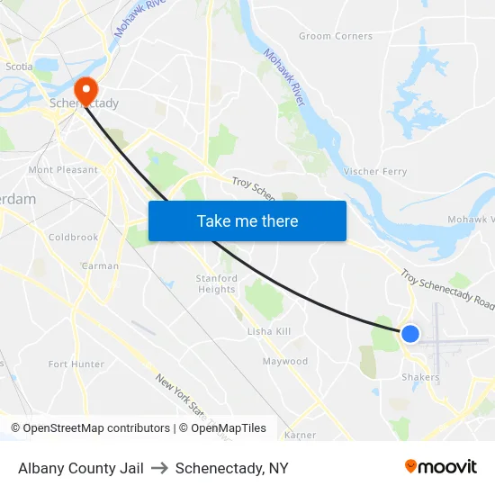 Albany County Jail to Schenectady, NY map