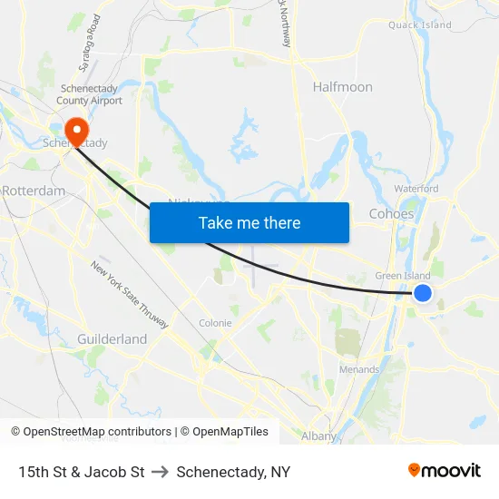 15th St & Jacob St to Schenectady, NY map