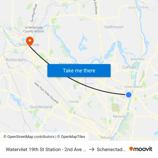 Watervliet 19th St Station - 2nd Ave & 19th St to Schenectady, NY map