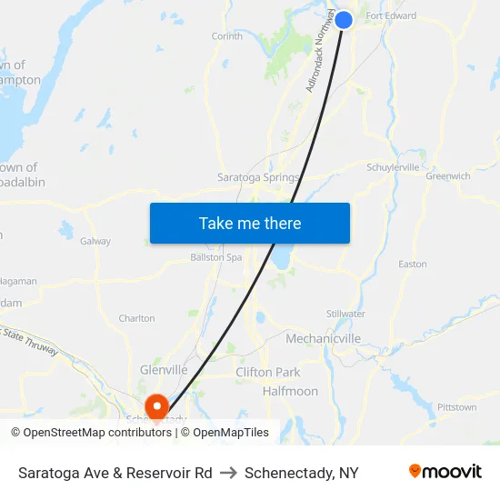 Saratoga Ave & Reservoir Rd to Schenectady, NY map