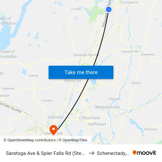 Saratoga Ave & Spier Falls Rd (Stewarts) to Schenectady, NY map