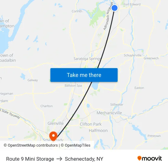 Route 9 Mini Storage to Schenectady, NY map