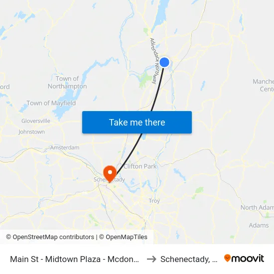 Main St - Midtown Plaza - Mcdonalds to Schenectady, NY map