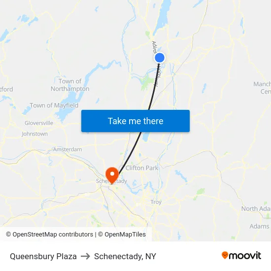 Queensbury Plaza to Schenectady, NY map
