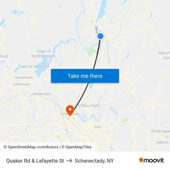 Quaker Rd & Lafayette St to Schenectady, NY map