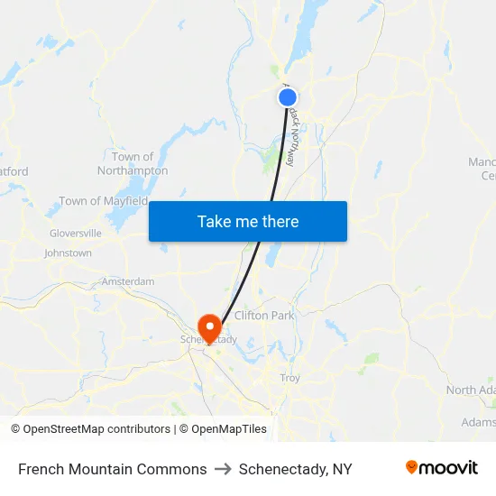French Mountain Commons to Schenectady, NY map