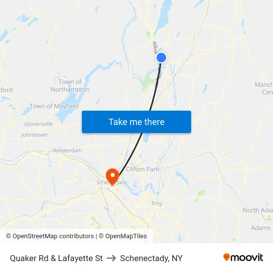 Quaker Rd & Lafayette St to Schenectady, NY map