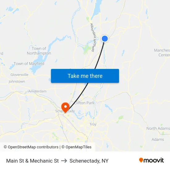 Main St & Mechanic St to Schenectady, NY map