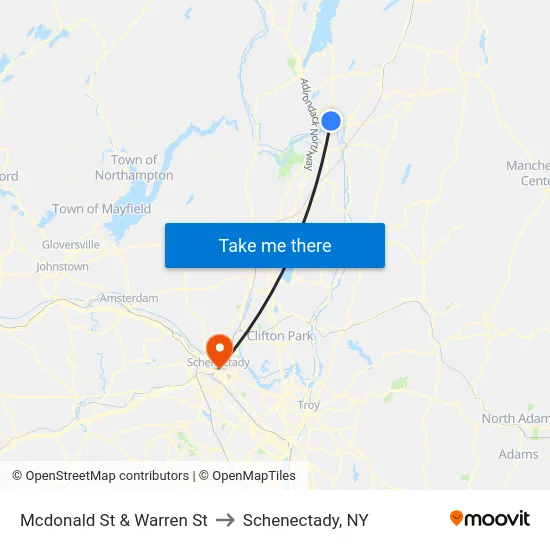 Mcdonald St & Warren St to Schenectady, NY map