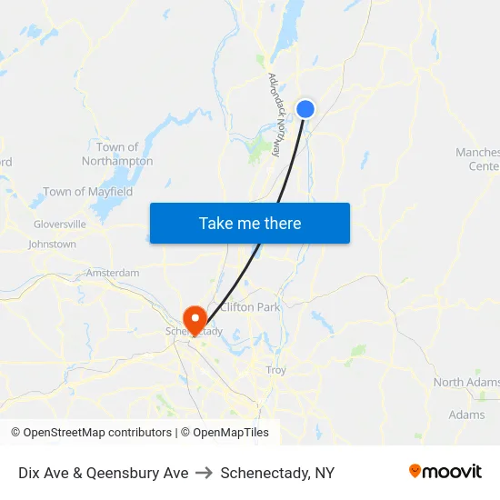 Dix Ave & Qeensbury Ave to Schenectady, NY map