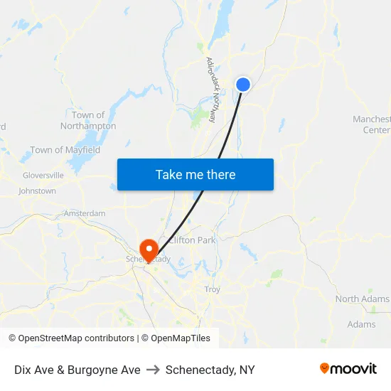 Dix Ave & Burgoyne Ave to Schenectady, NY map