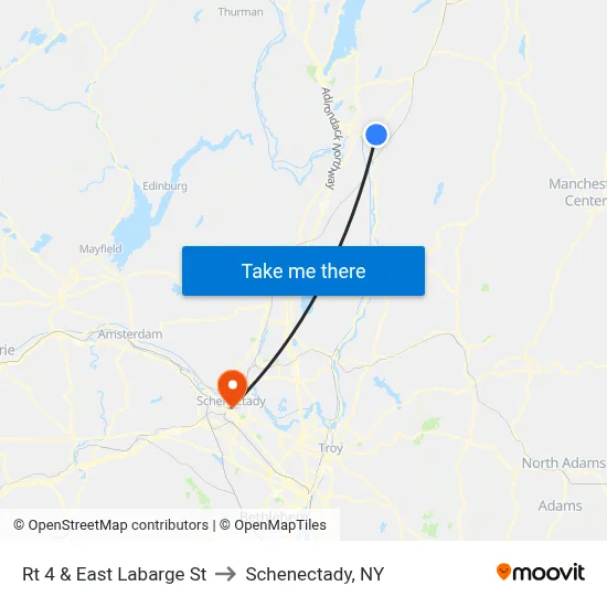 Rt 4 & East Labarge St to Schenectady, NY map