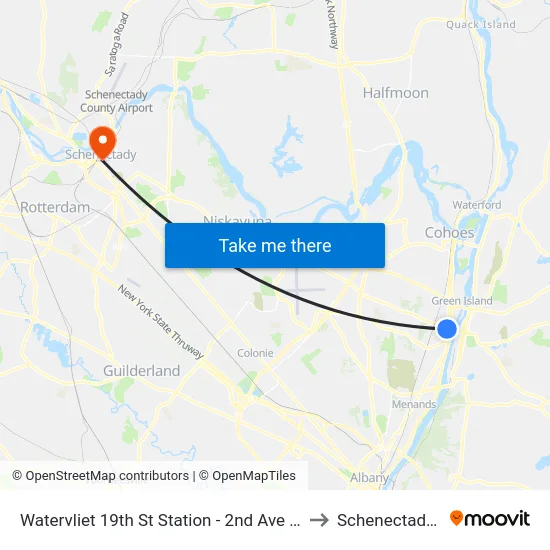 Watervliet 19th St Station - 2nd Ave & 19th St to Schenectady, NY map